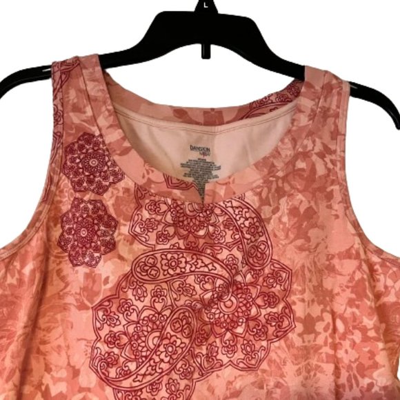 Danskin Now - Peach & Red Printed Athletic Tank Top w/Built in Bra - Large - Picture 3 of 4